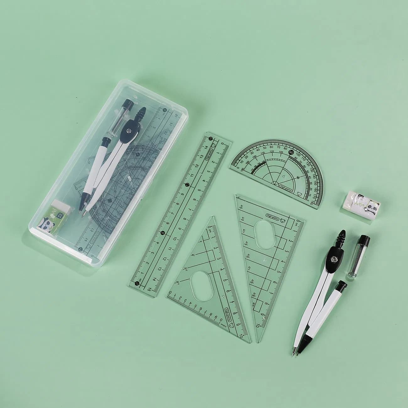 Plastic Mini Portable Student Pocket Examination Drawing Compass Set