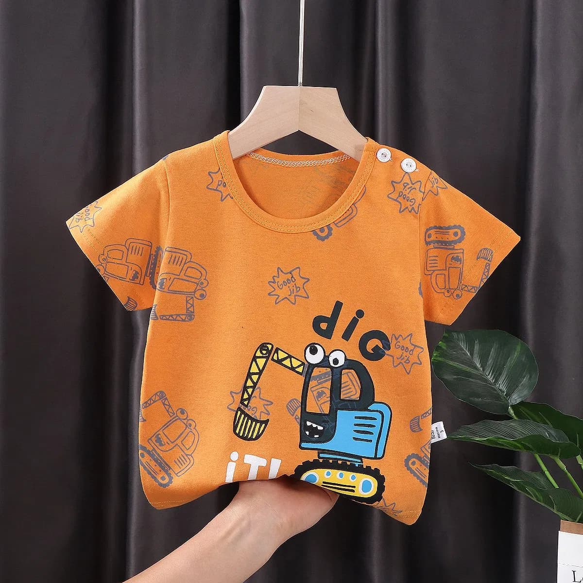 Summer New Little Boy Short Sleeved Fashionable Letter Printed T-Shirt Cartoon Pattern