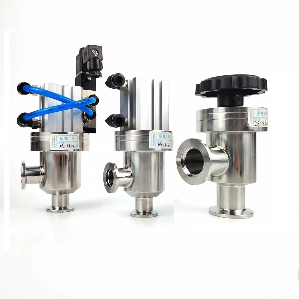 Vacuum Angle Valve with Kf, CF, and ISO Flanges, Manual
