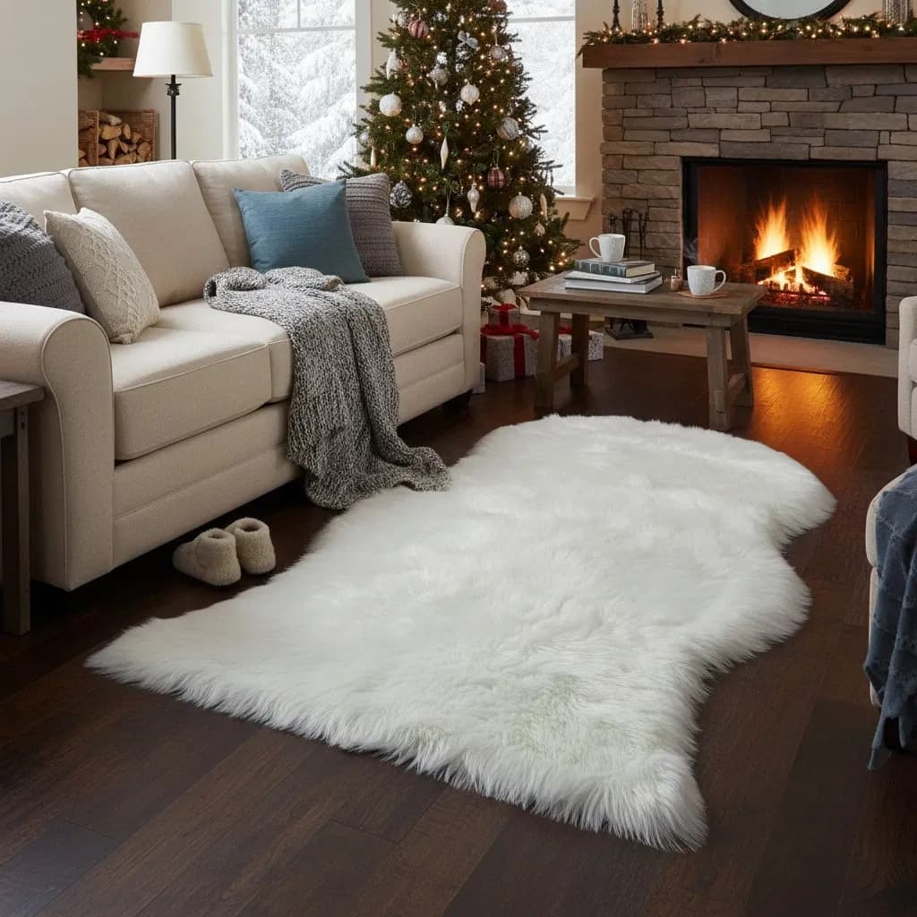 Luxurious Soft Acrylic Fiber Sheepskin Shaggy Rug for Comfort