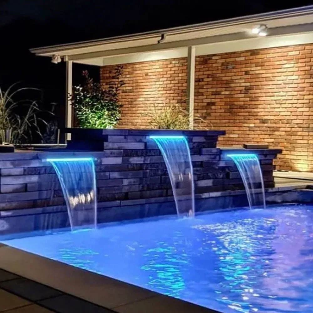 120cm Water Blade Spillway Fountain Swimming Pool Pond Wall Waterfall Fountain with LED Strips