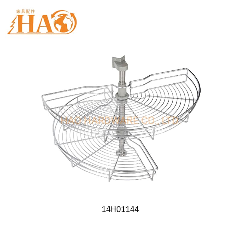 Stainless Steel Cabinet Rotating Basket Double Layer Dish Racks Corner Wire Basket