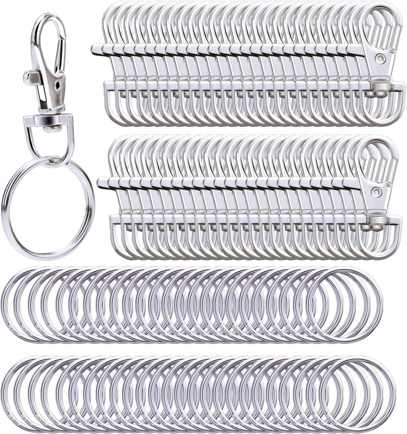 Metal Swivel Lanyard Snap Hooks and Split Key Rings Chain Hook Keychain