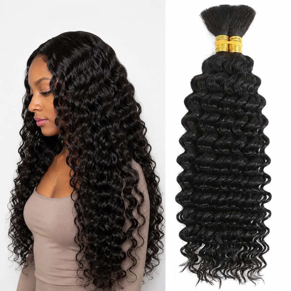 Factory Wholesale Customizablefull Real Brazilian Remy Hair Customizable Hair Bulk Deep Wave Wig Lady Hair Extension Bundle Remy Hair Grade 100% Human Hair