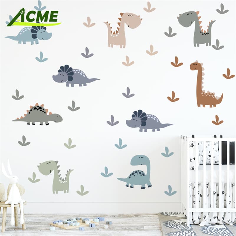 Custom Cartoon Cute Dinosaur Self-Adhesive Wall Stickers Simple Ins Style Children's Decorative Stickers for Room Wall