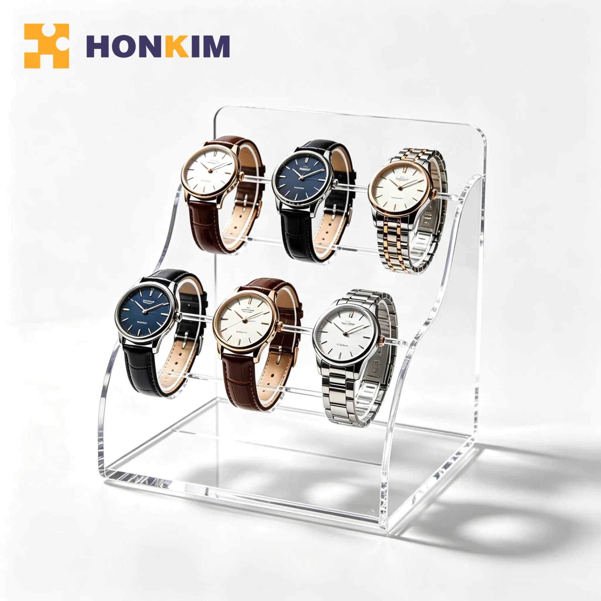Elegant Clear Acrylic Watch Display Rack Custom Color for Shop Home Storage