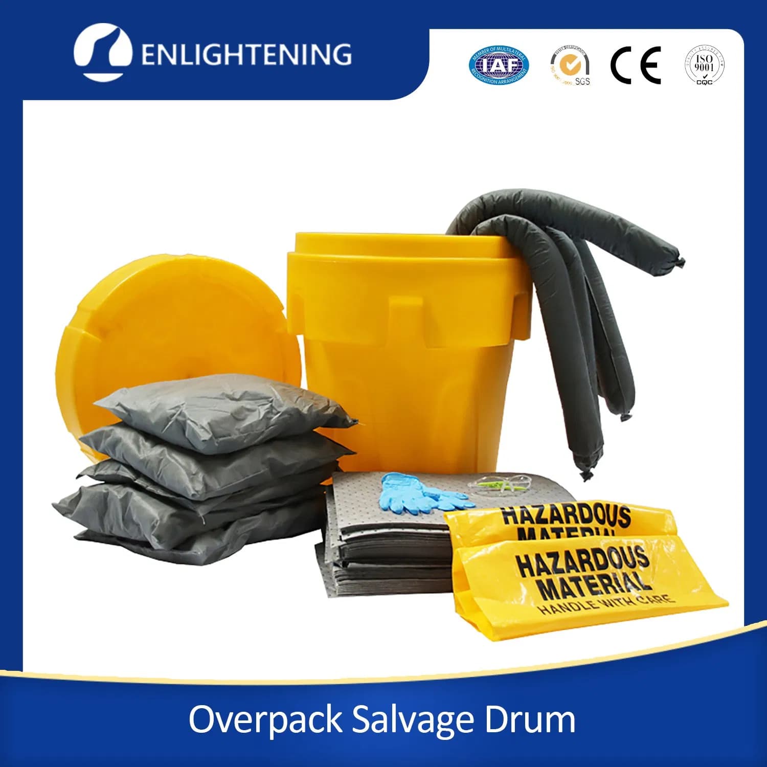 Factory Direct Sale 20 30 65 Gallon Chemical Absorb Spill Kits Overpack Salvage Drum for Hazardous Waste