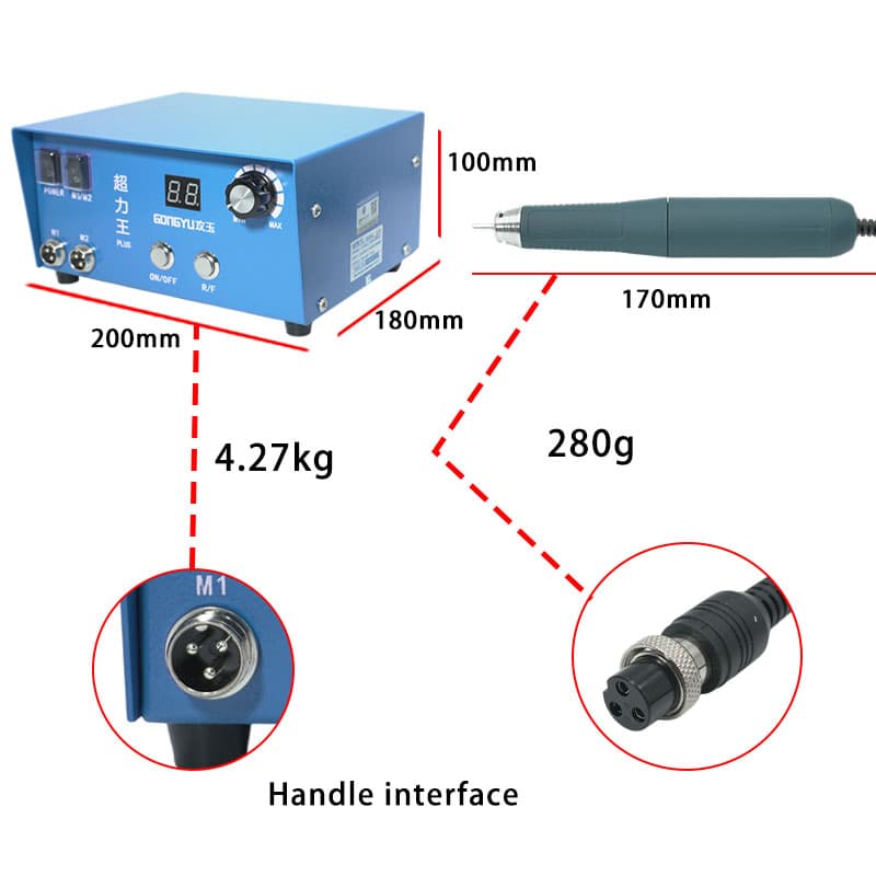OEM 90000rpm High Power Stone Engraving Micromotor Jewelry Polishing Machine 2 Handpieces