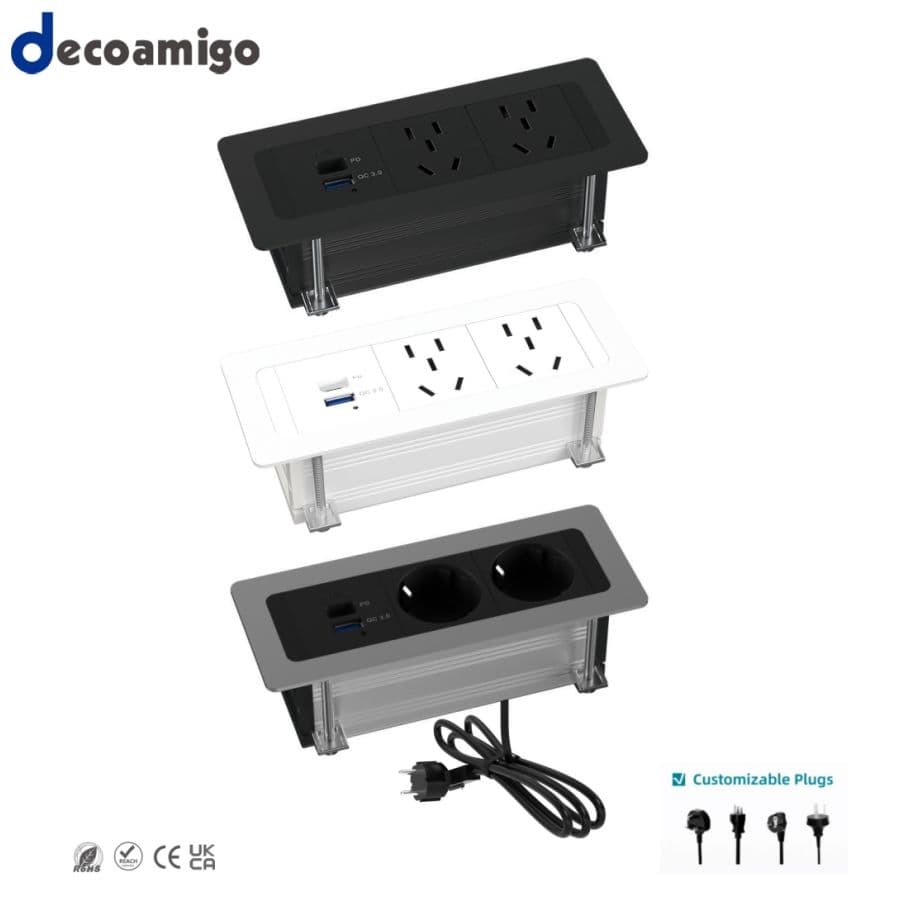 Decoamigo Recessed Desk Power Outlet with USB C Mountable Power Strip Type C