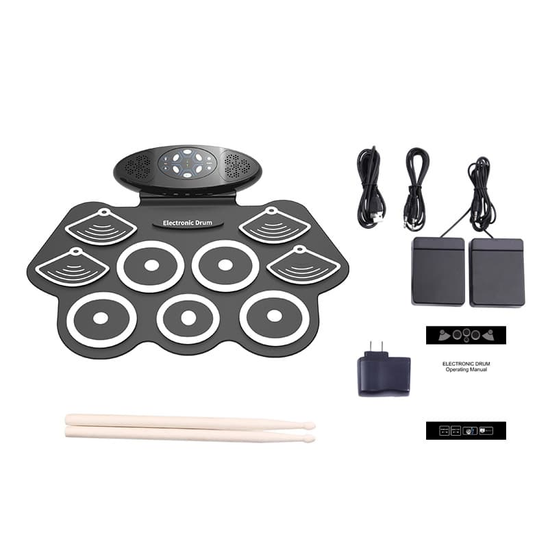 New Electornic Drum Set with Battery Hot Selling on E-Commerce Platform Wholesale OEM ODM Low Cost Roll up Drum Kit with Speaker