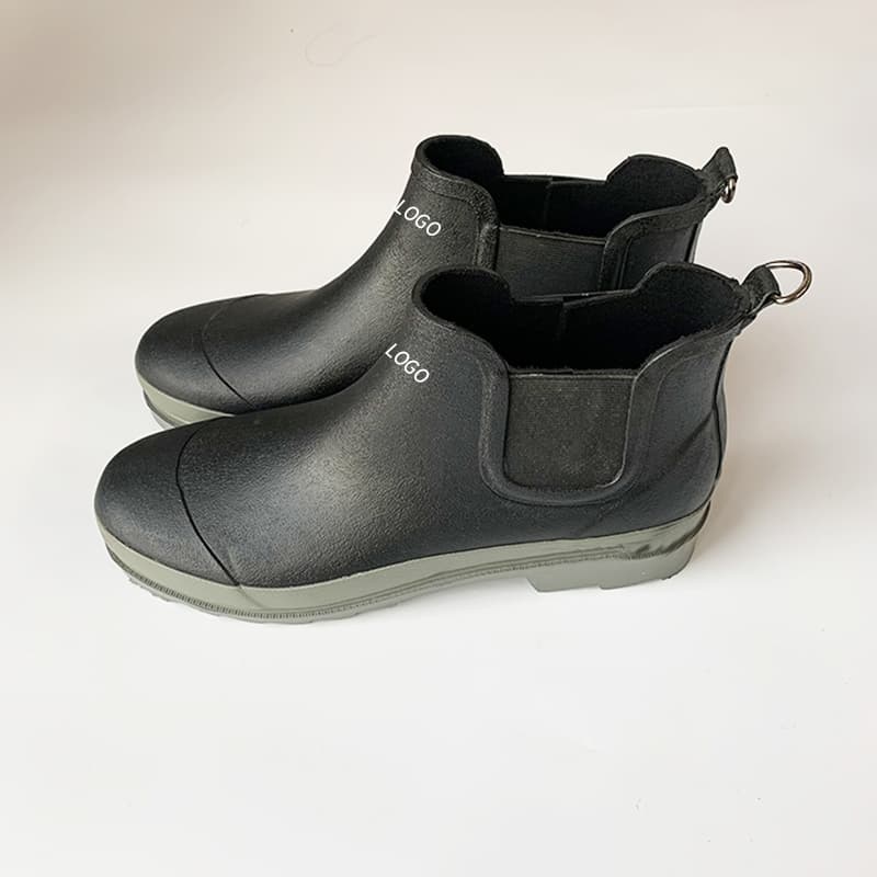 Custom Unisex Lightweight Rubber Outdoor Waterproof Slip-on Ankle Rainboots