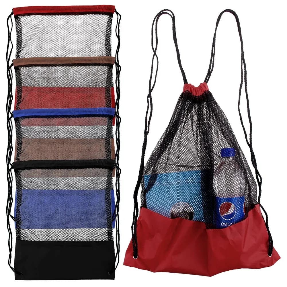 Gym PE Swim School Sport Dance Shoes Beach Mesh Drawstring Backpack