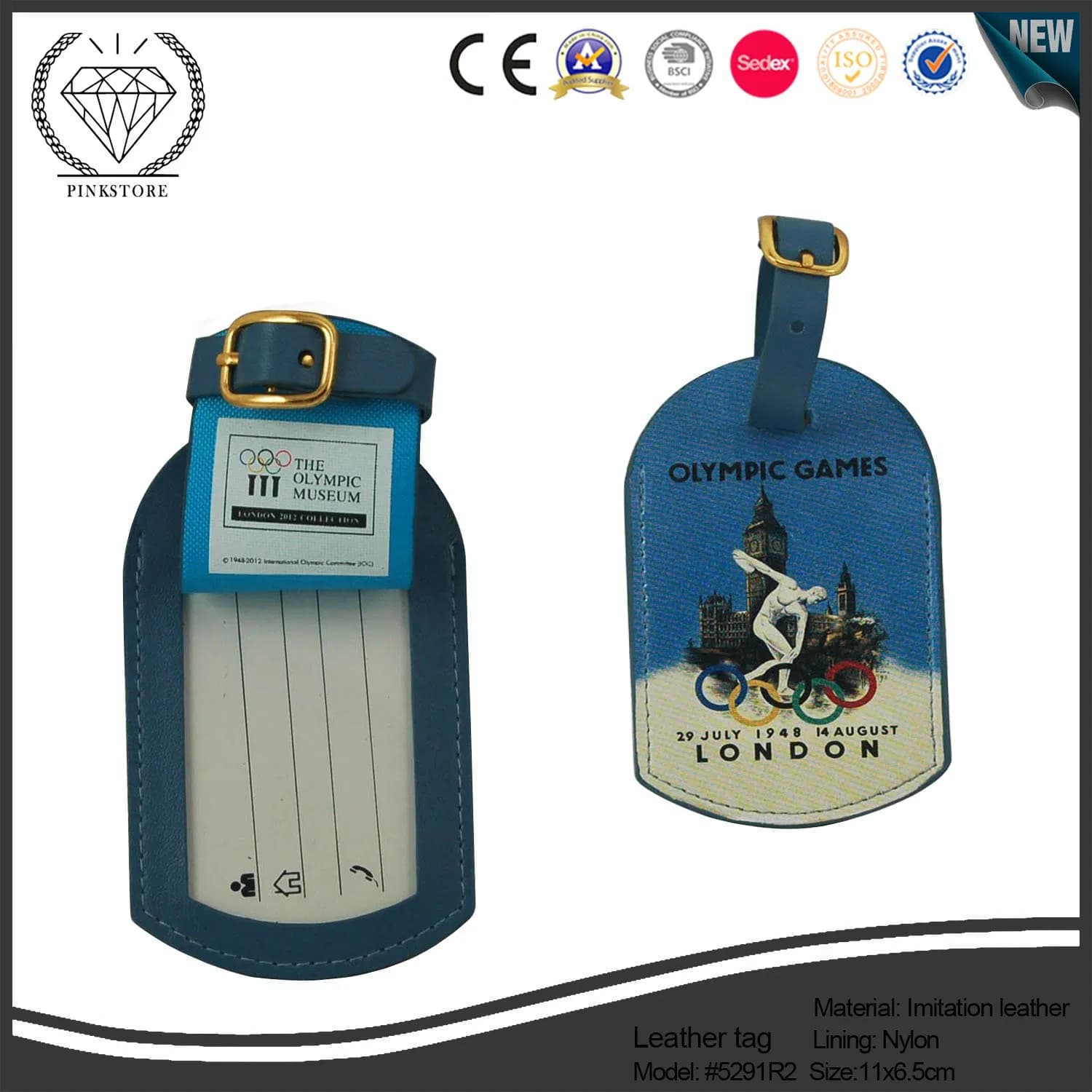 Pink Store Hot Sale High Quality Fashion Design Printing Text Travel Suitcase Custom Leather Luggage Tags for Baggage Accessories