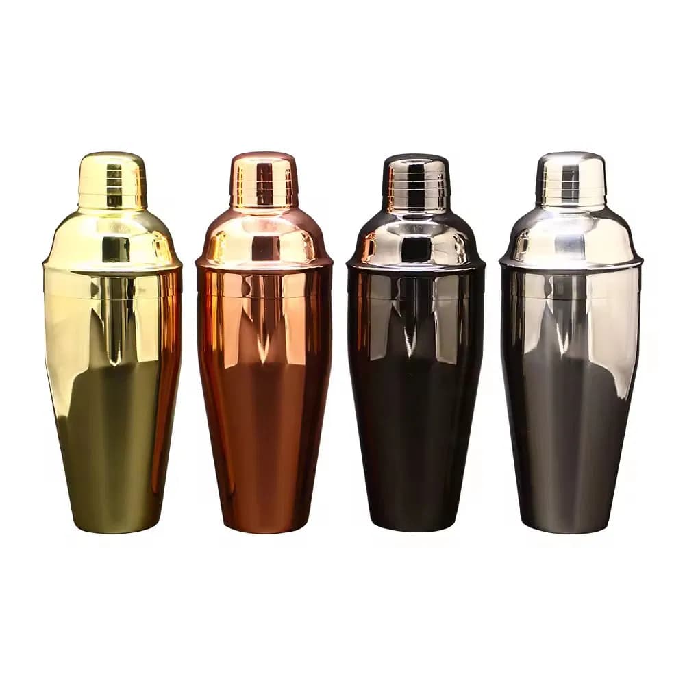 Food Grade Safe Bar Home Partiesgold Black Silver 250/350/550/750ml Bar Tools 3 Piece Martini Shaker Cup Stainless Steel Bartender Shaker for Whisky Gin Vodka
