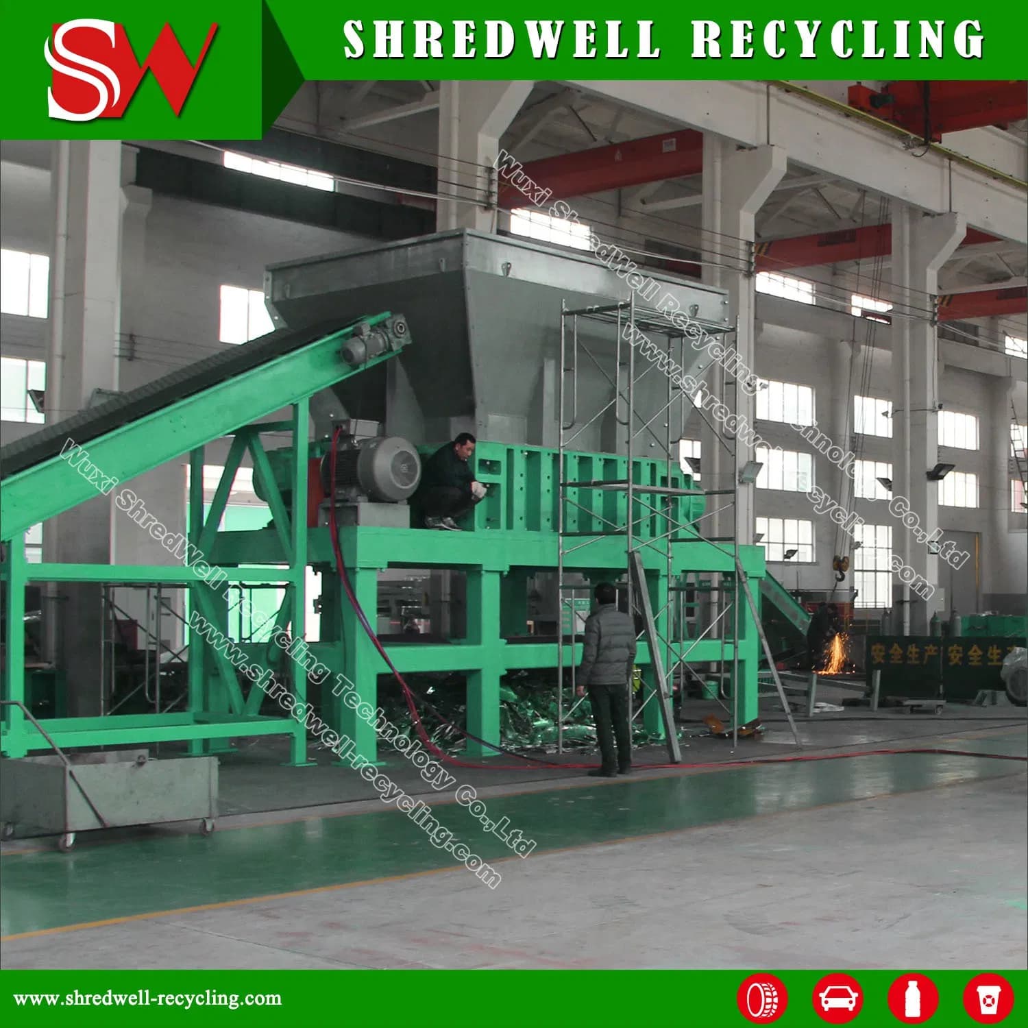 Two/Double/Twin Shaft Shredder for Scrap Metal/Aluminum/Copper Recycling