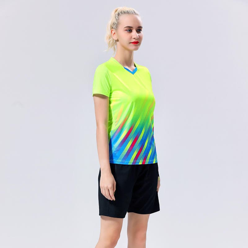 Wholesale V-Neck Striped Gradient Summer Quick-Drying Sports Running Fitness Wear Top