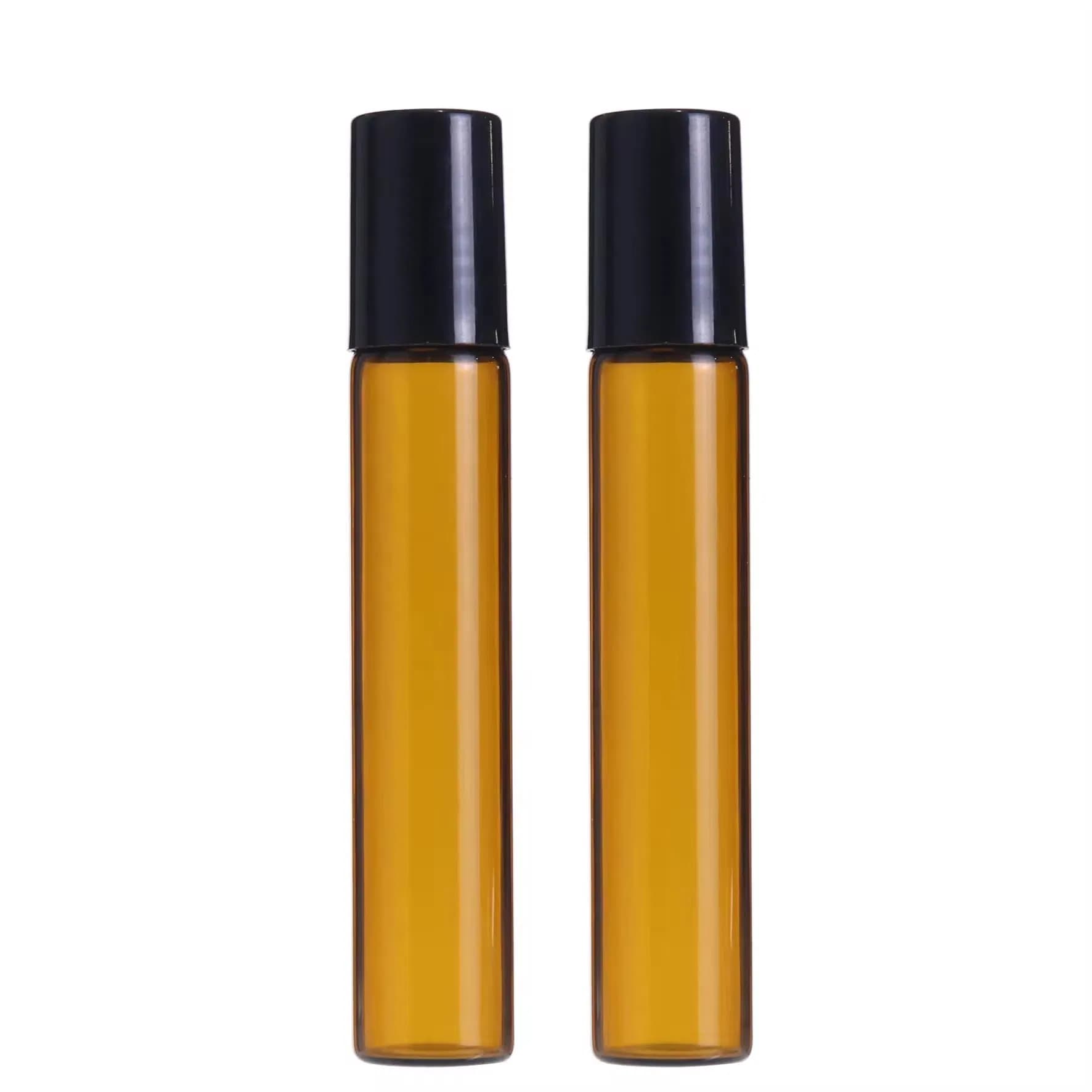 Wholesale High-Quality Empty Cylinder Amber Roller Ball Glass Bottles for Essential Oil