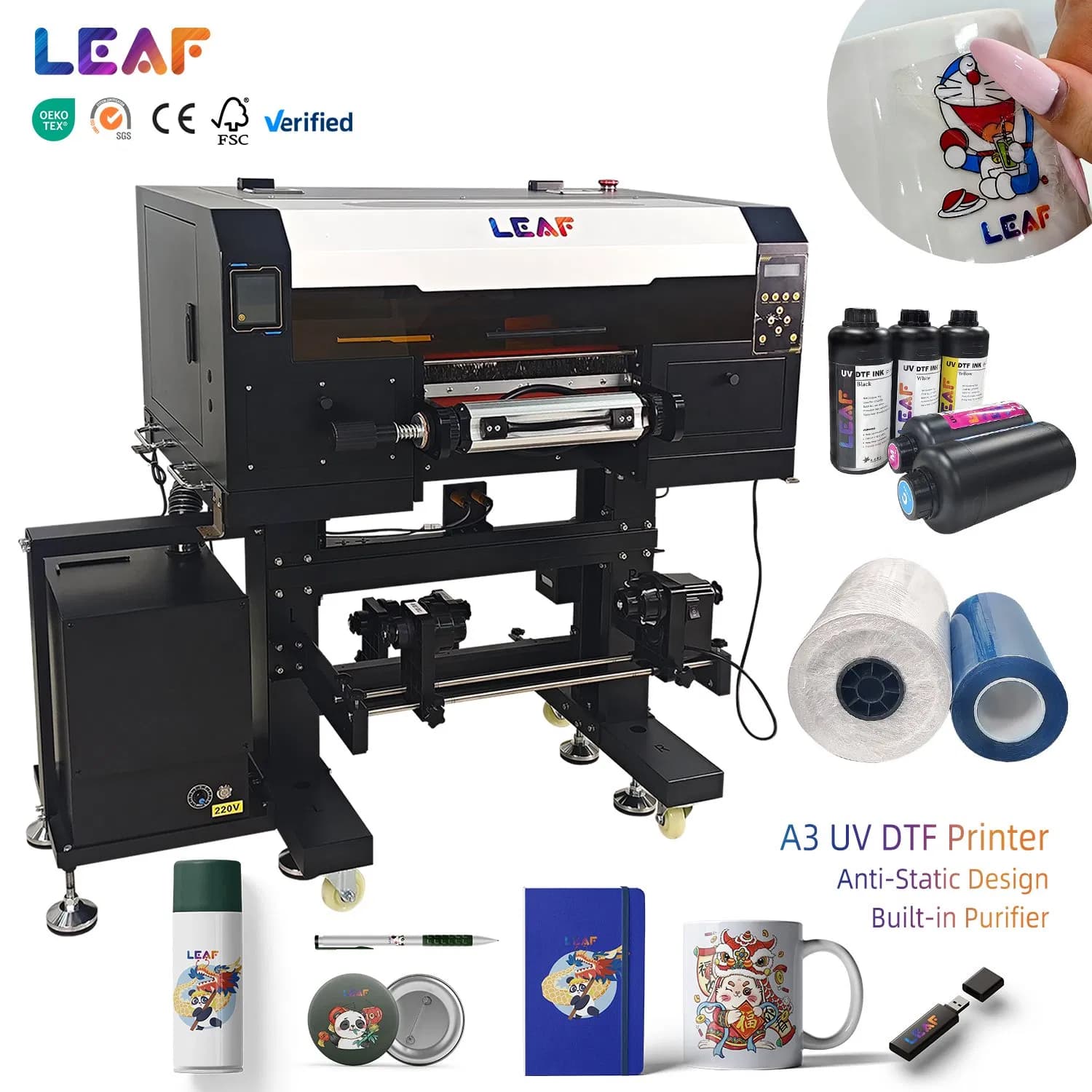 Windows7 Windows10 Multi-Colour Press LEAF Wooden Case printing machine UV DTF