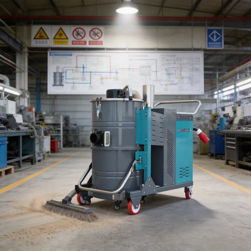 Heavy Duty Industrial Vacuum Cleaner High Efficiency Dust Extractor with HEPA Filter for Factory Workshops