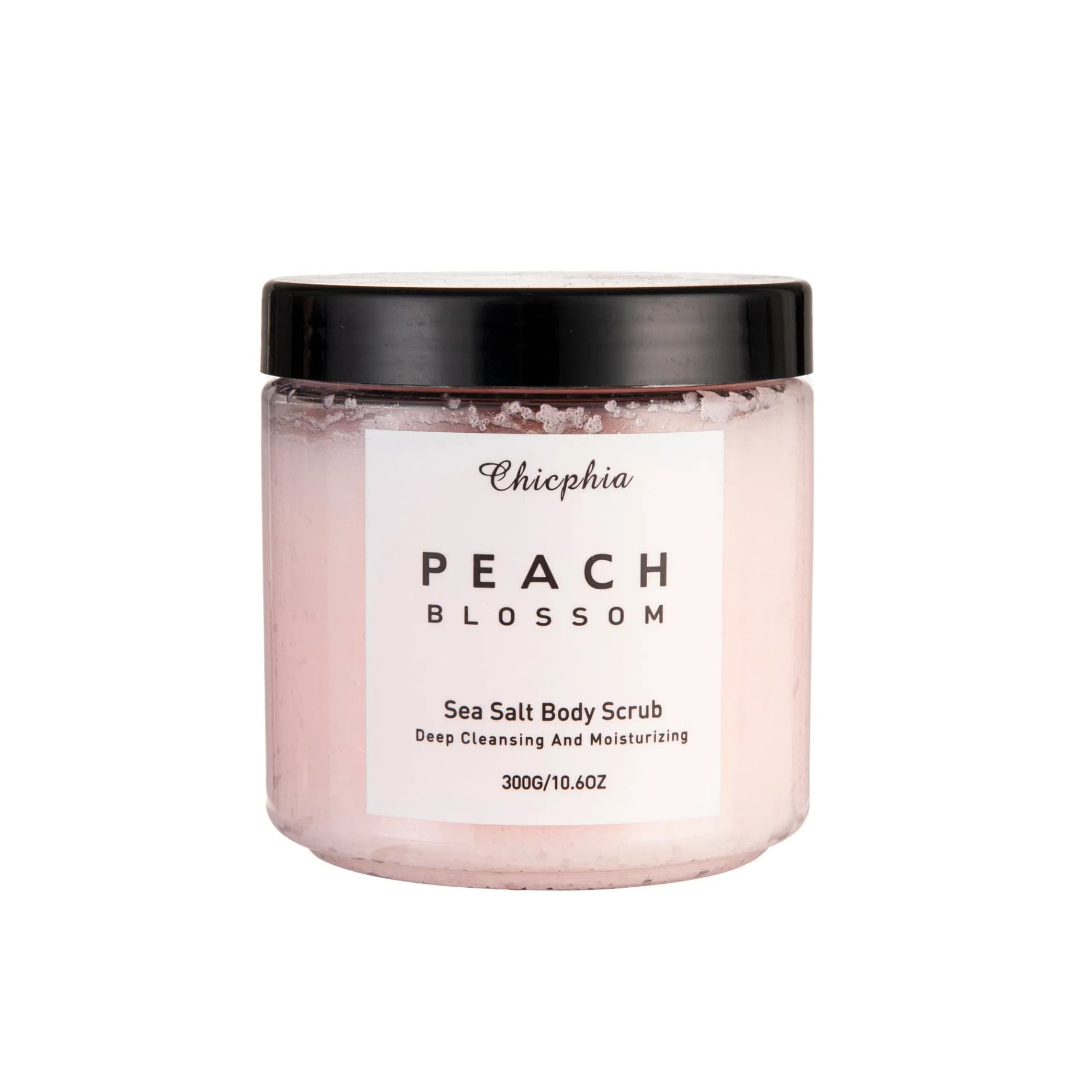 OEM Private Brand 300g Sea Salt Body Scrub Peach Blossom