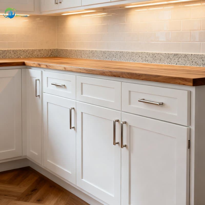 Solid Wood Particle Board E0 Grade Environmental Kitchen Cabinet (Quartz Countertop)