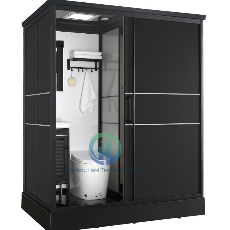 Modern Stylish High Quality Black Prefab Bathroom with Toilet for Shower