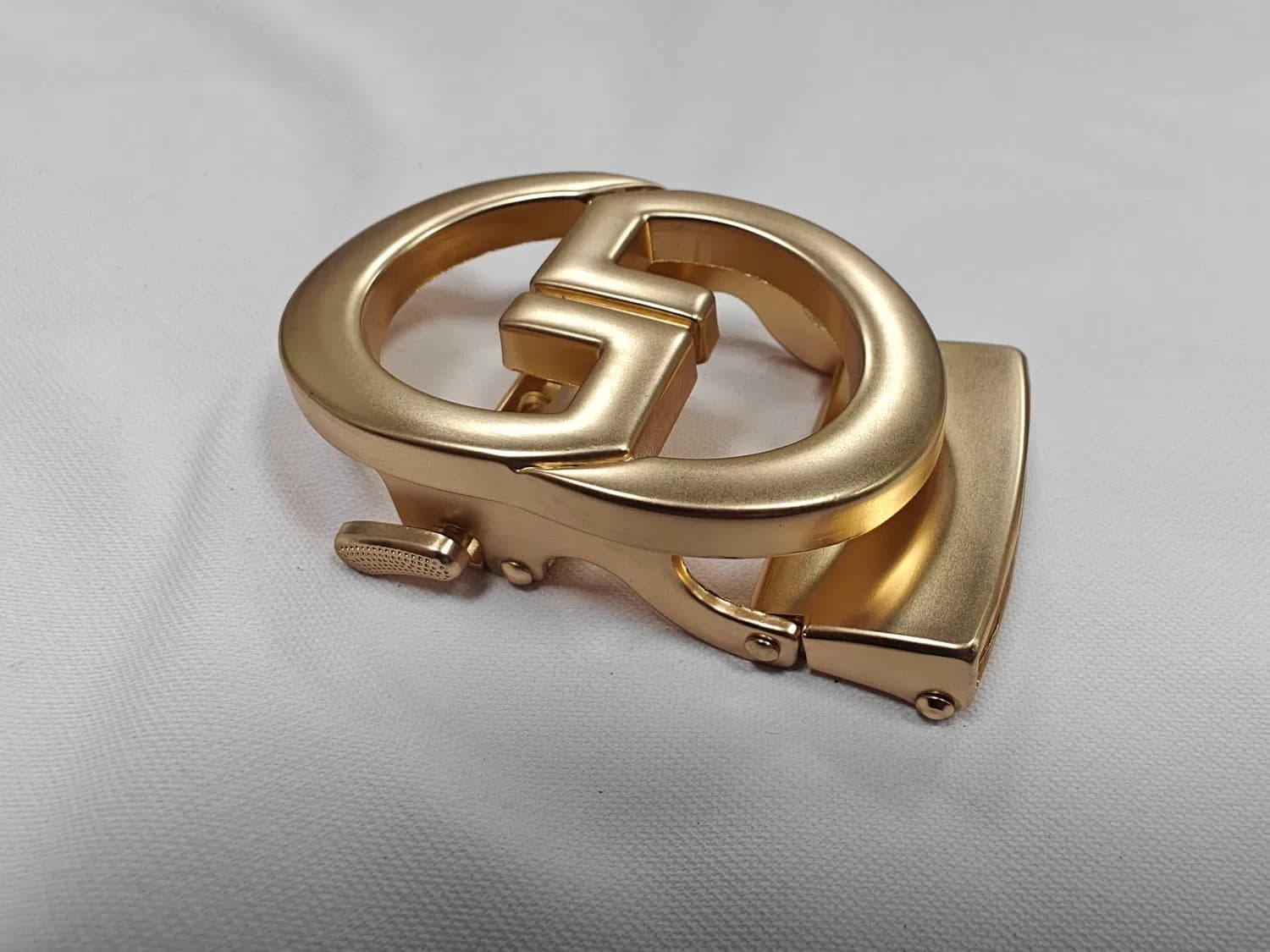 Gold Double G Custom Alloy Automatic Belt Buckle, Durable & Sleek