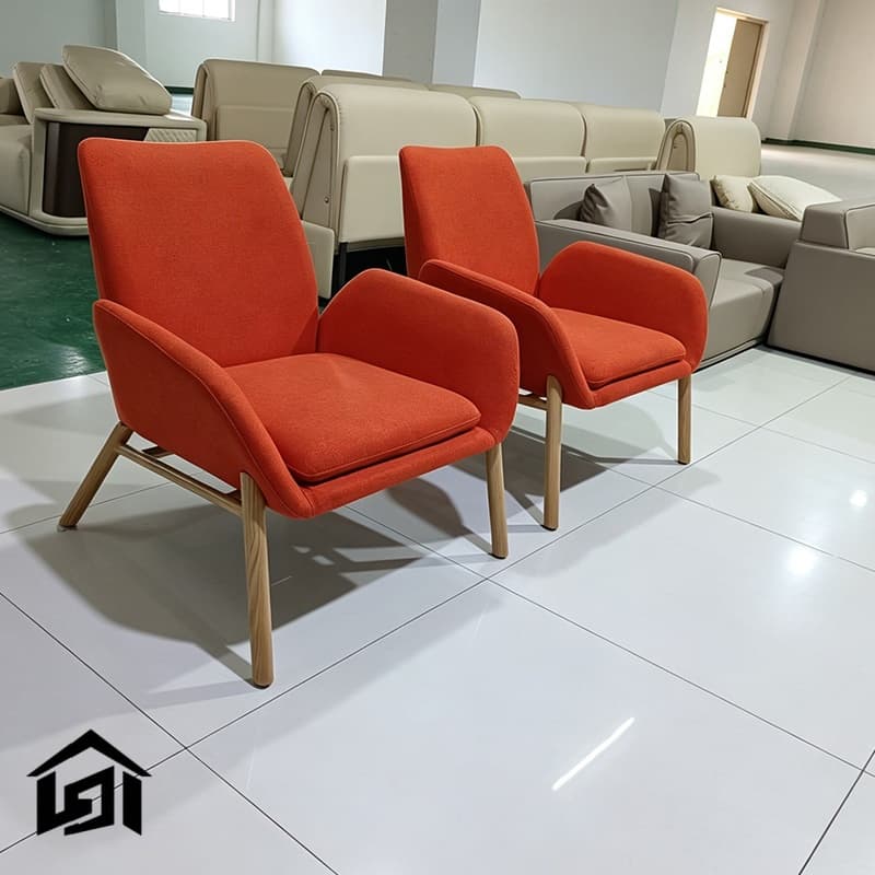 Contemporary Stylish Hotel Furniture Wooden Lounge Chair Fabric Living Room Bedroom Hotel Leisure Chair