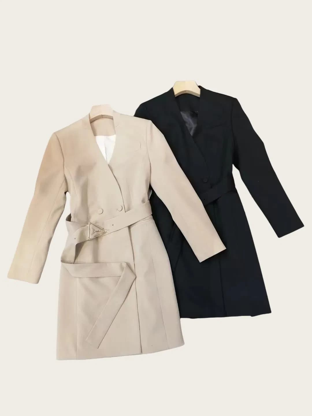 Customizable Women's Trench Coat Two Color Casual-Chic Workwear