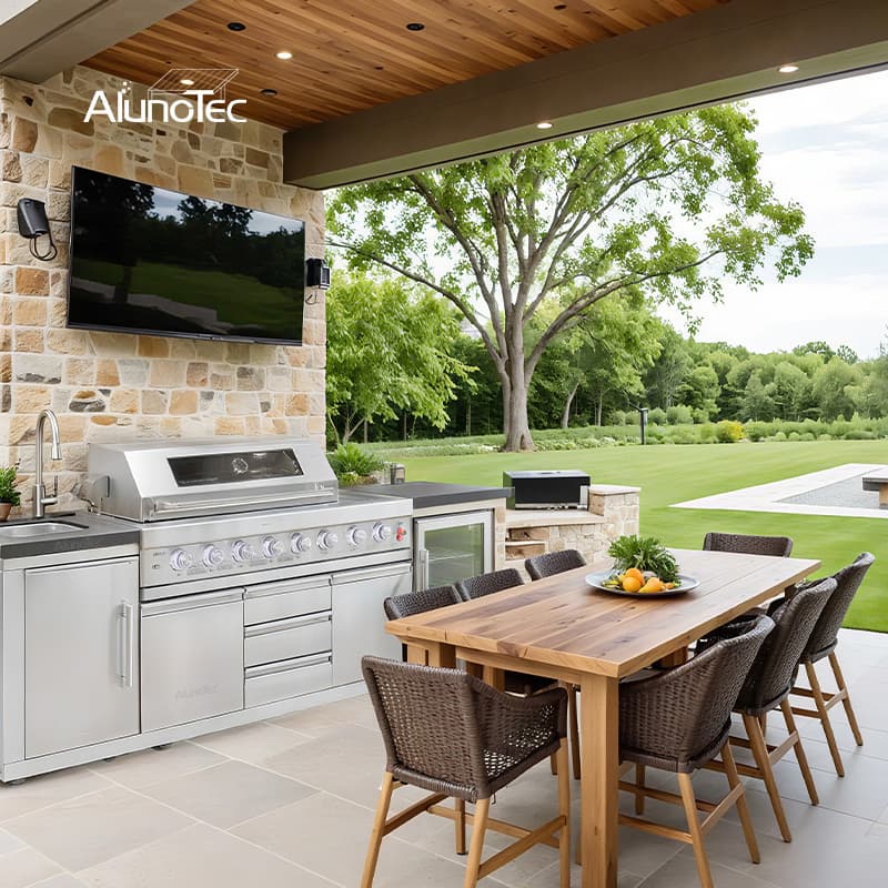 AlunoTec Not Coated Wooden Box 156X70X133cm Gas BBQ Patio Kitchen