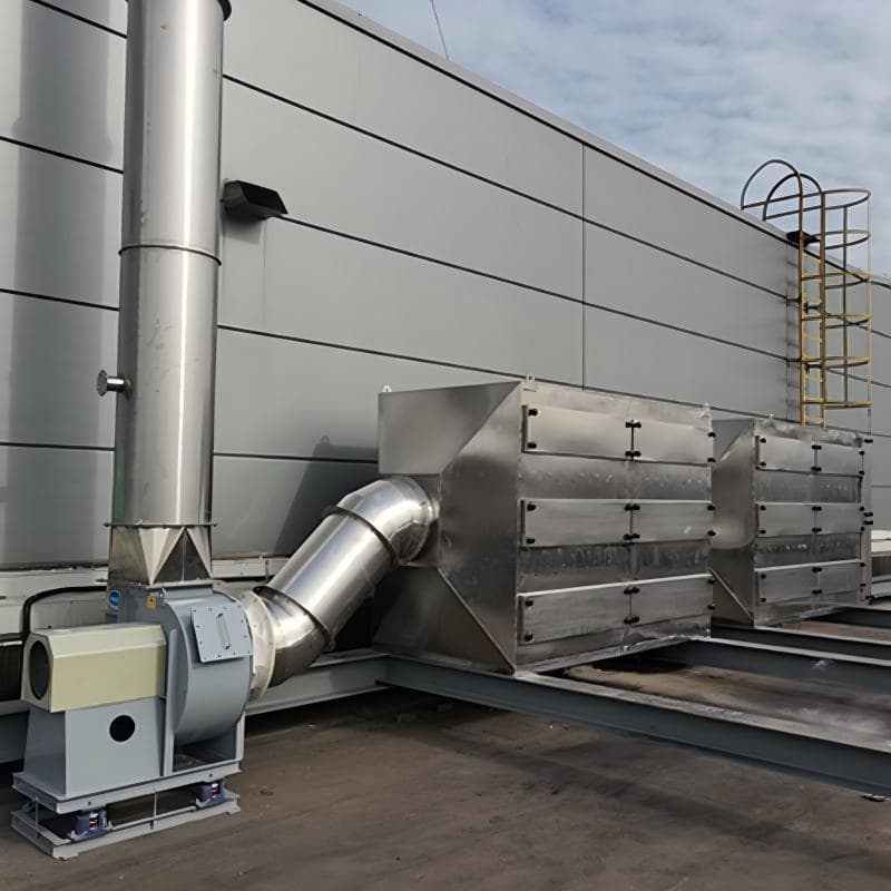 Portable Carbon Adsorption Box for Laboratory Fume Hood with Duct Connector.