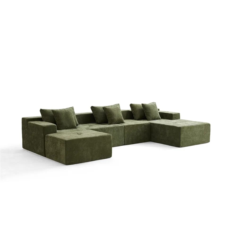 Hot Sale Cpmpressed Sofa Medium Back Fabric Foshan U Shape Style Sofa
