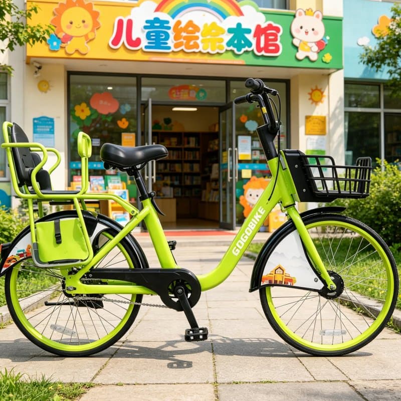 Low Maintenance Cyan Public Parent Child Bicycle for Municipal Hire