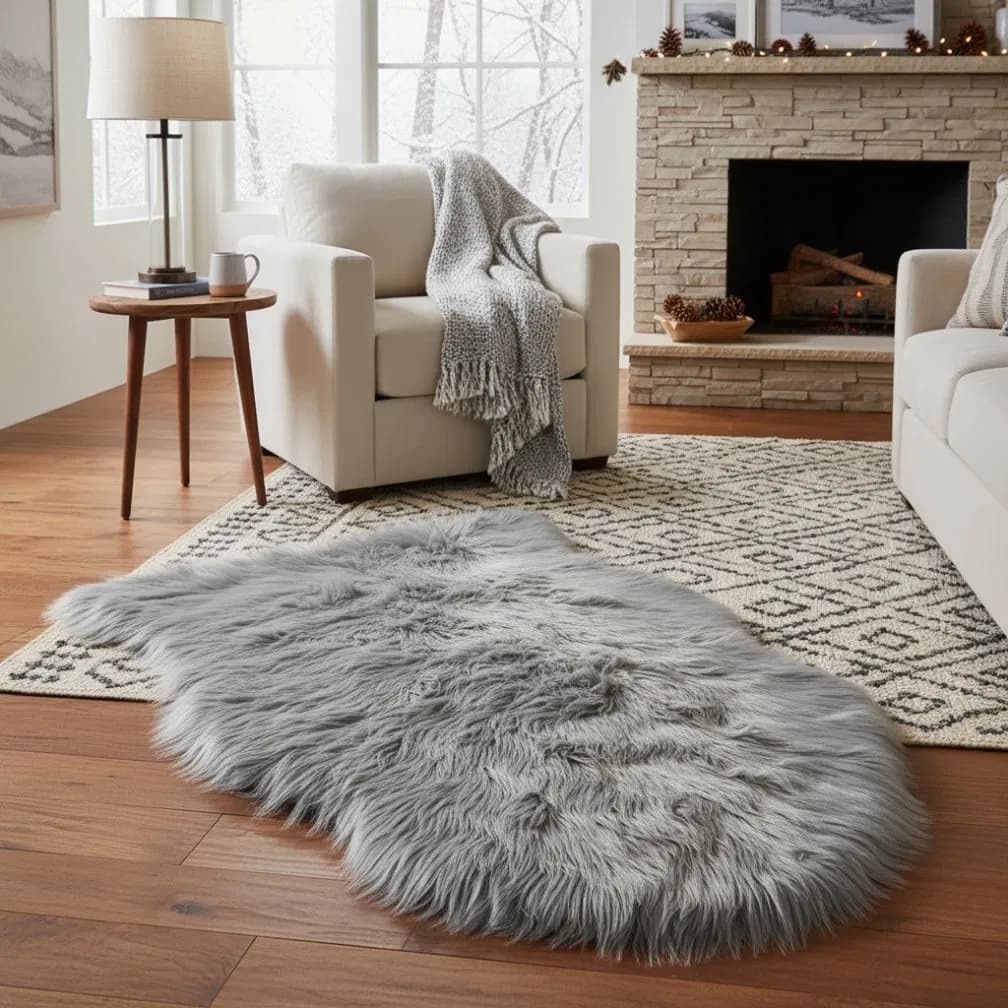 Luxurious Modern Homes Grey Acrylic Fiber Area Rug Carpet