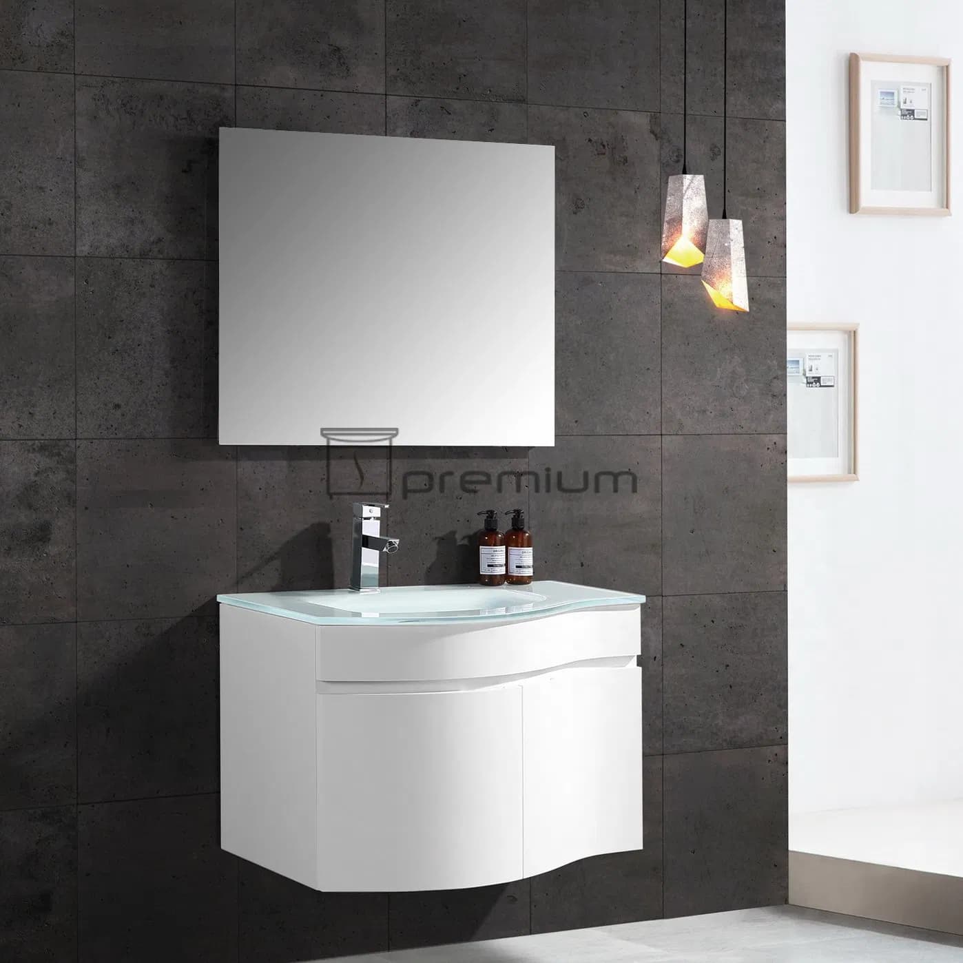 Wall Mounted PVC Bathroom Cabinet Tempered Glass with Factory Prices