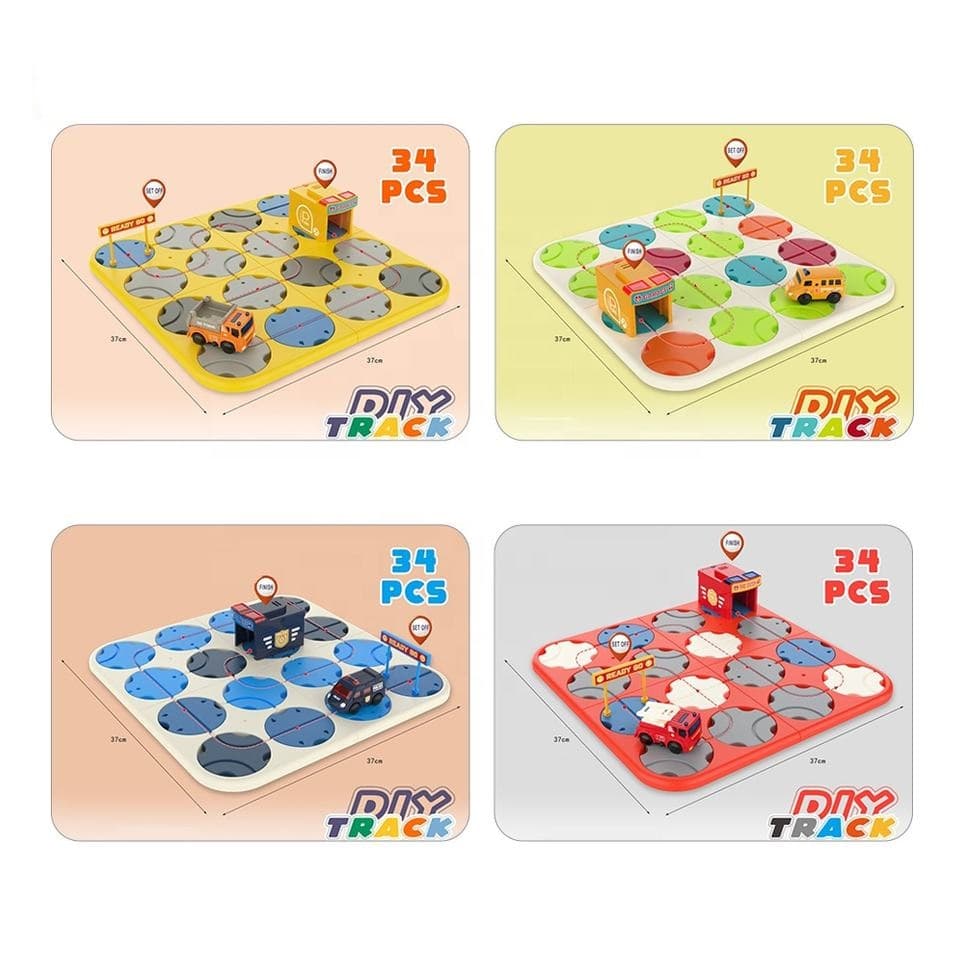Amazon Educational Sound Light Slot Set Electric Car 34PCS DIY Track Maze Toys