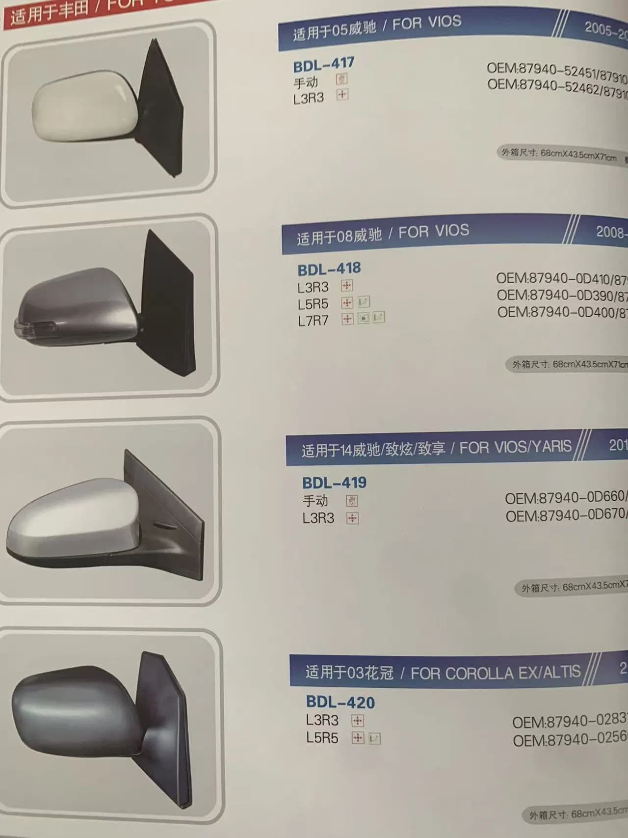 Suitable for All Rearview Mirrors of All Toyota Models, New and Old Versions
