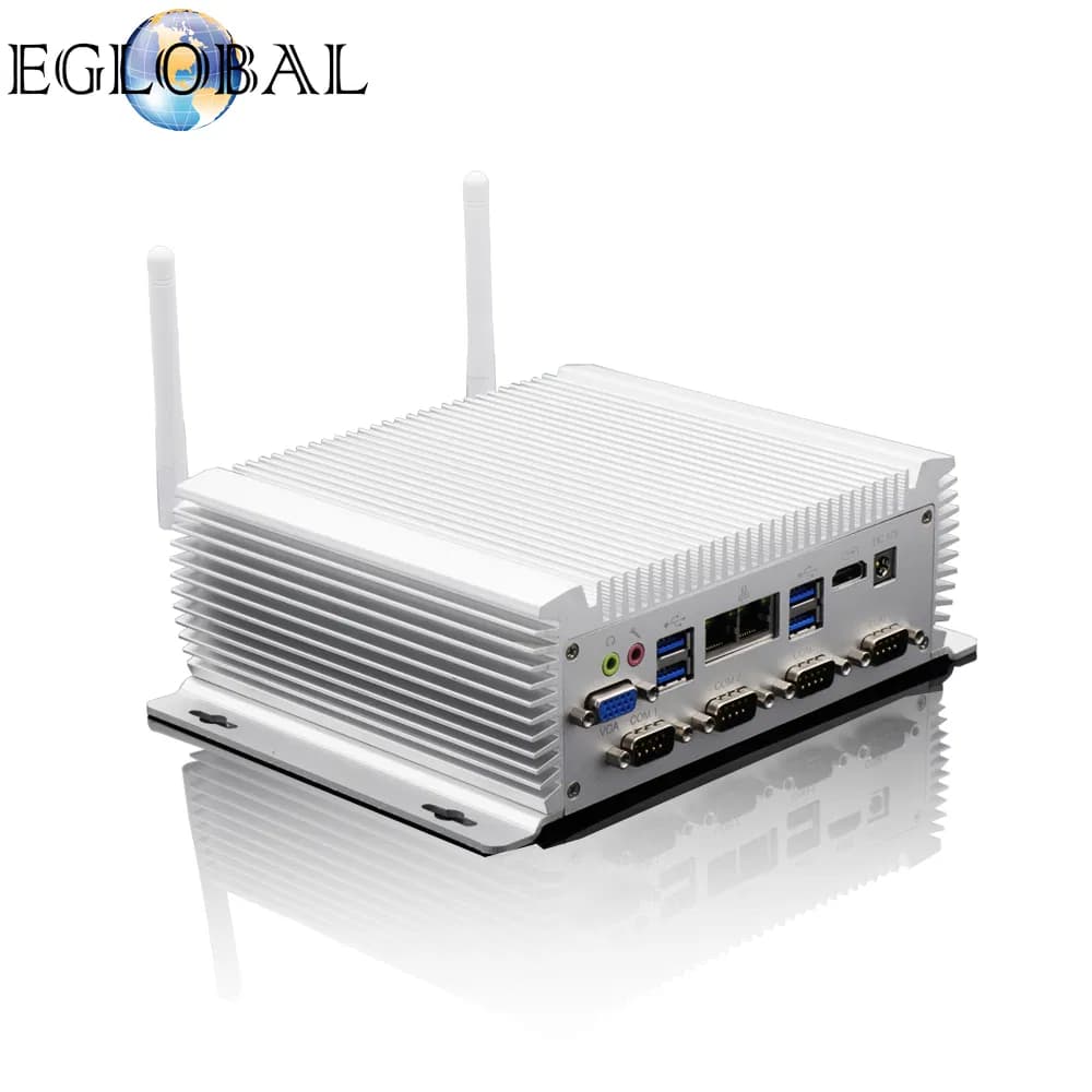 Eglobal New Fanless Mini Industrtial PC with Intel Core I7 4500u HD Dual LAN 6COM Port DDR3l Superior Heat Dissipation Au Cn EU