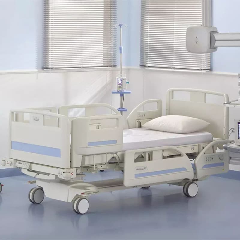 China Lifting Columns Motor Electric Hospital Beds for ICU Ward Trendelenburg Position Intensive Care Medical Bed