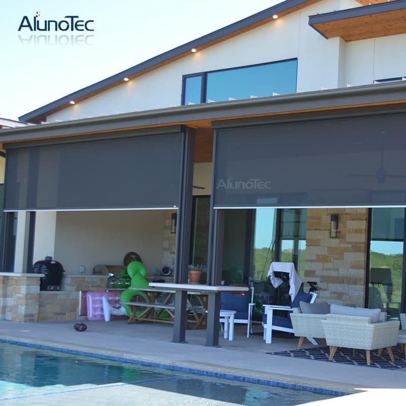 Remote Control Outdoor Sunshade Motorized Rolling Vertical Blinds