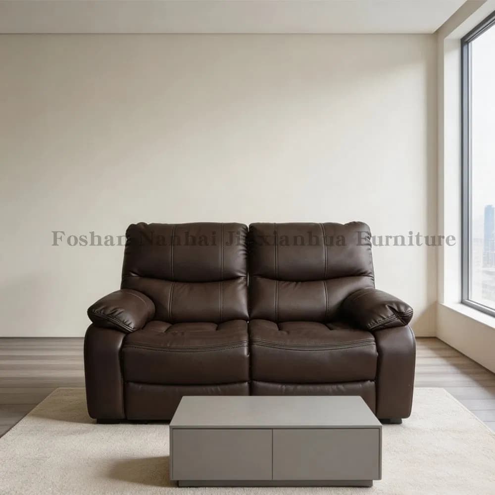 Foshan Plywood Vertical Channel Loveseat Living Room Furniture Leather Recliner Hot Sale