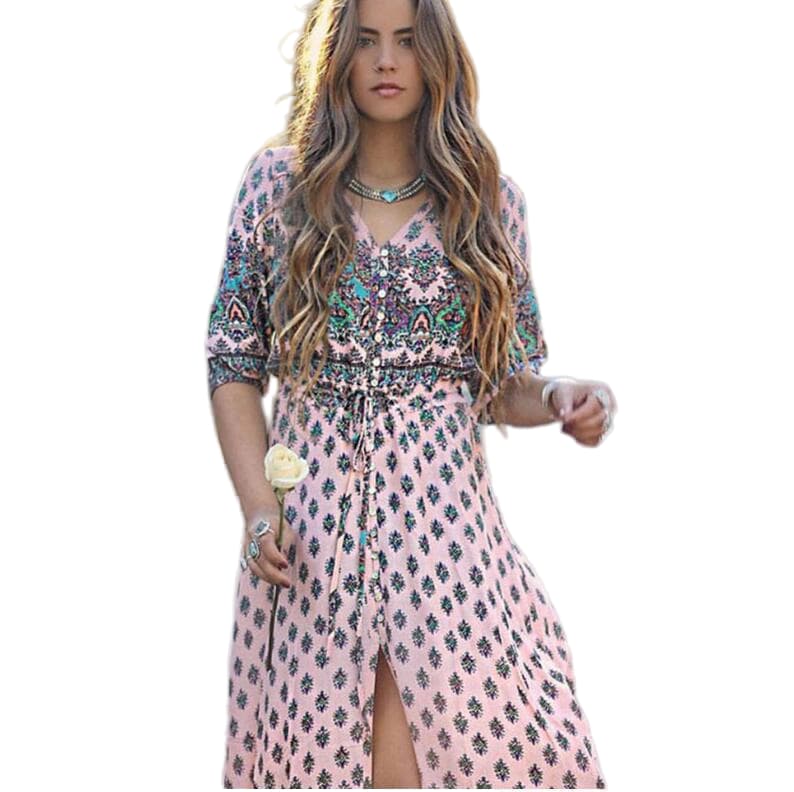 Bohemian Long Vintage Dress for Women - Summer Resort Style