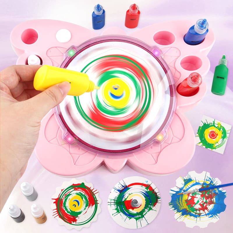 Aijh Paint Spin Art Machine Kit for Girls Boys Arts Crafts Set for Kids Plastic Art Drawing Supplies Painting Kits