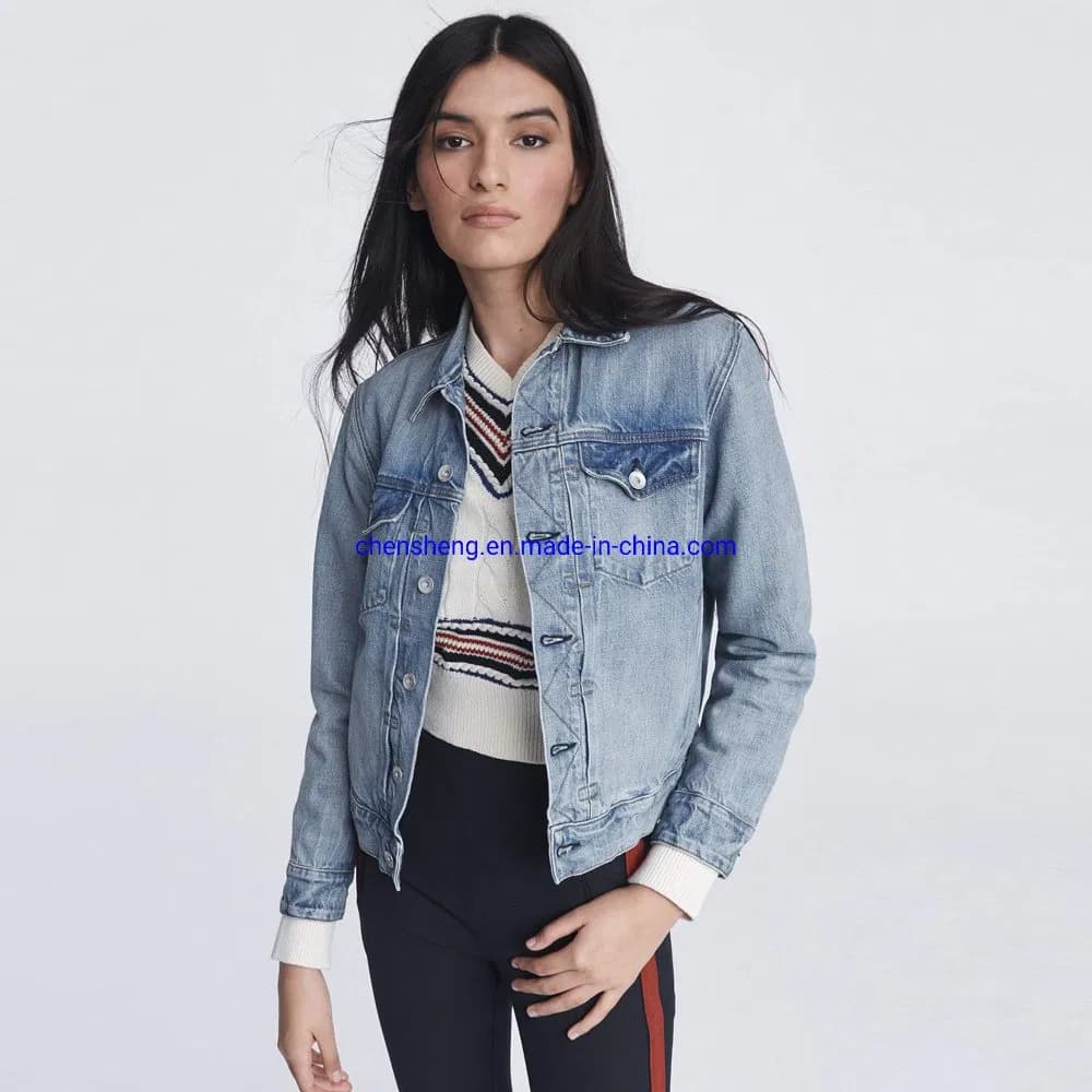 New Denim Jacket Light Blue Bomber Short Jeans Jacket Casual Ripped Vintage Denim Jeans