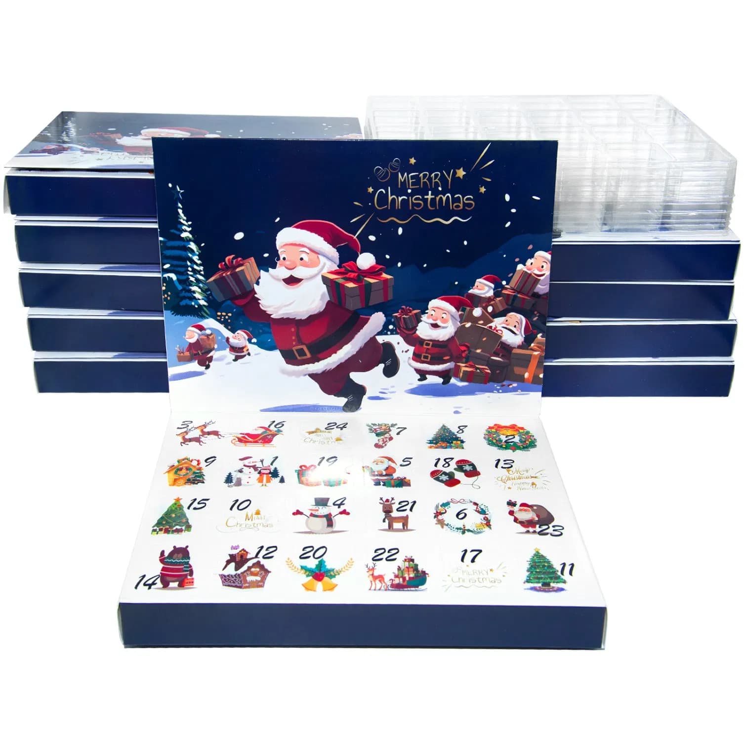 Custom Recyclable Handmade Four-Color Printed 24 Days Countdown Design Christmas Calendar Paper Box Unique Countdown