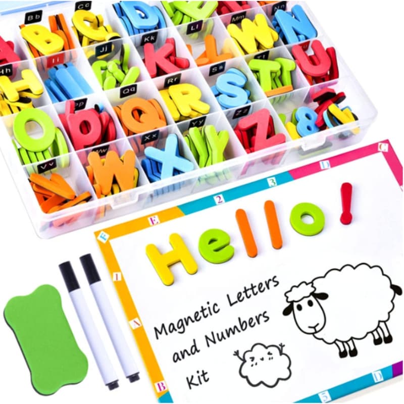 Colorful EVA Magnetic Alphabet Letter Set with Plastic Grid Magnet Board for Kids' Classroom