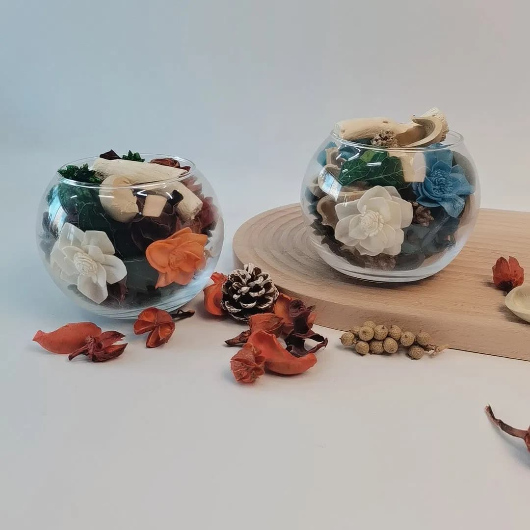 Home Fragrance Scented Pot Pourri Dry Flower Deco in Clear Glass Jar