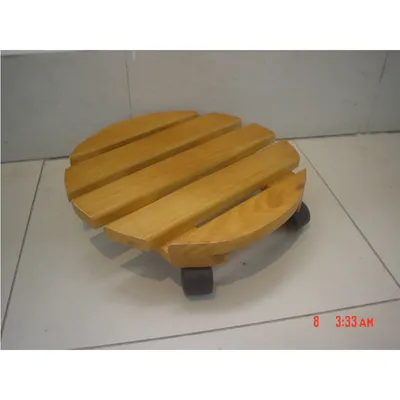 Round Wood Planter Dolly, 14-Inch