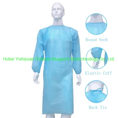 in Stock PPE SMS Disposable Gowns Coveralls Disposable Isolation Gowns with Knit Cuff