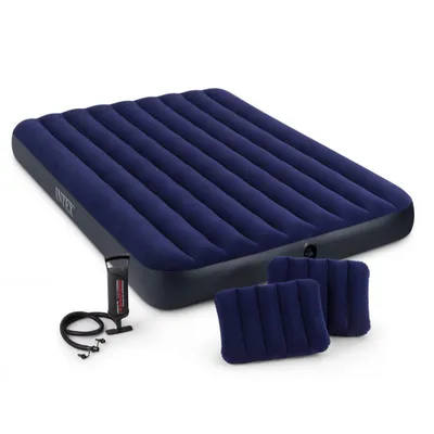 Two Person Flocked Air Bed Set Plucked Inflatable Mattress